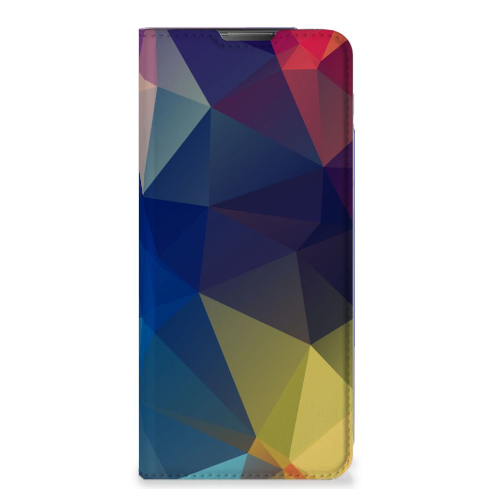 Motorola Moto E20 Stand Case Polygon Dark voorkant design
