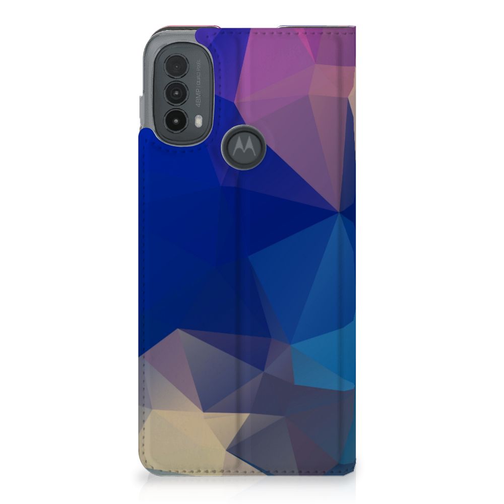 Motorola Moto E20 Stand Case Polygon Dark achterzijde