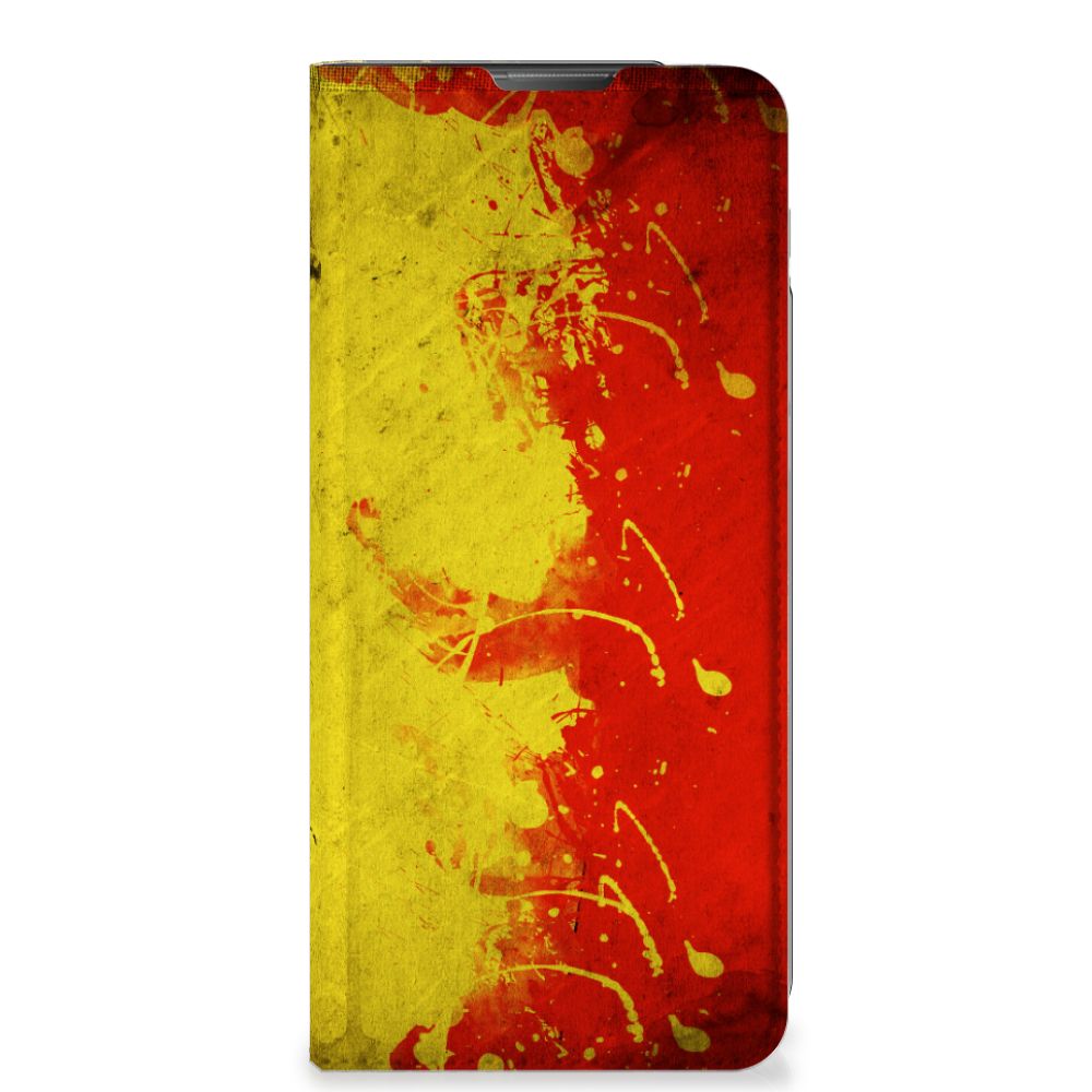 Motorola Moto E20 Standcase België design Belgische vlag voorkant