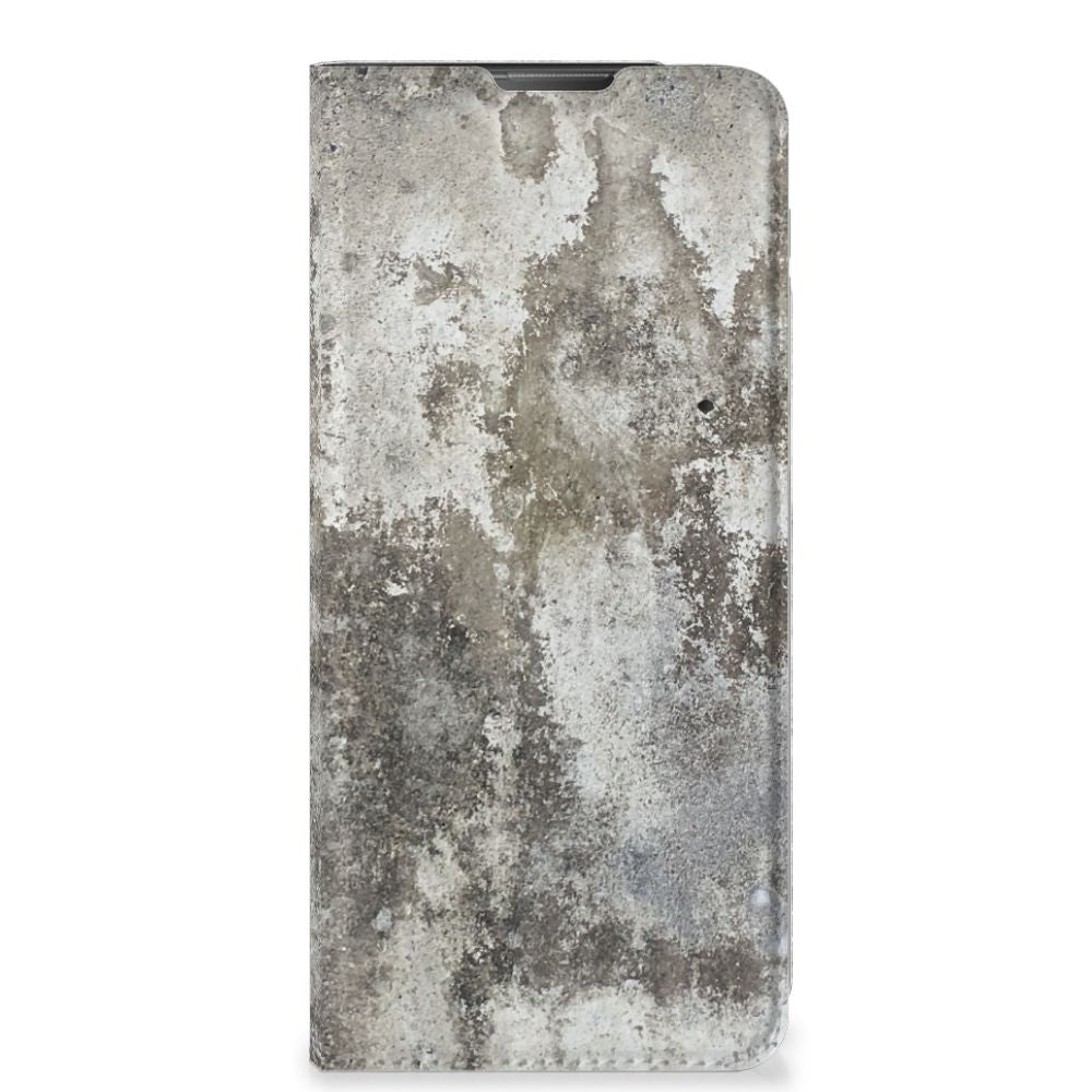 Motorola Moto E20 Standcase Beton Print betonlook aanzicht