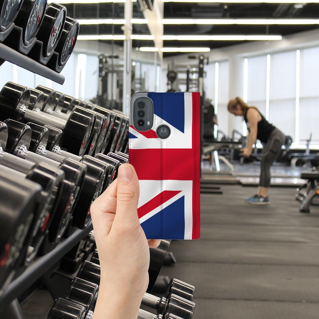 Motorola Moto E20 Standcase Groot-Brittannië vlag hand gym