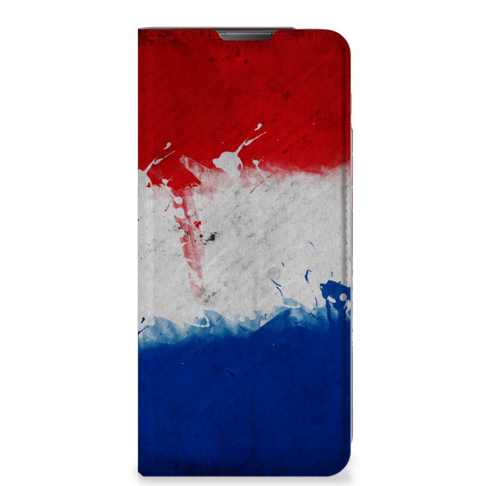 Motorola Moto E20 Standcase Nederland design Nederlandse vlag aanzicht