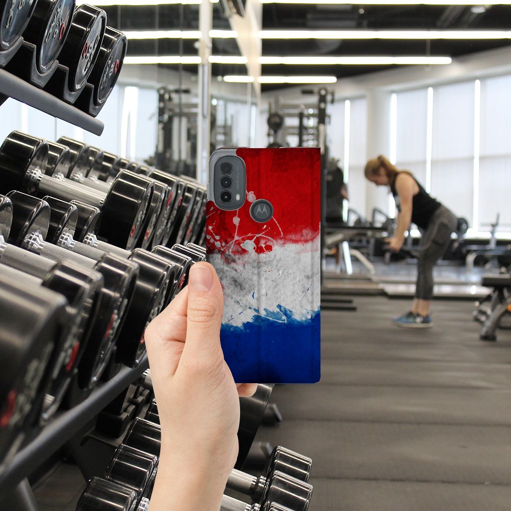 Motorola Moto E20 Standcase Nederland design Nederlandse vlag hand gym