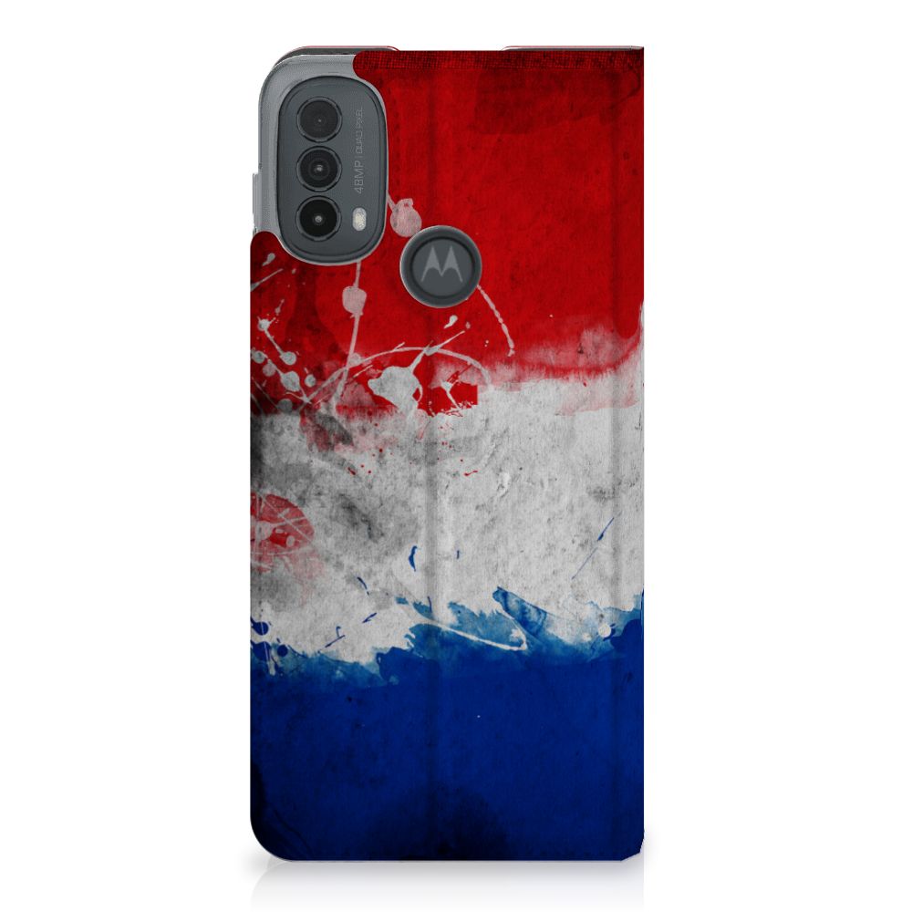 Motorola Moto E20 Standcase Nederland design Nederlandse vlag achterzijde