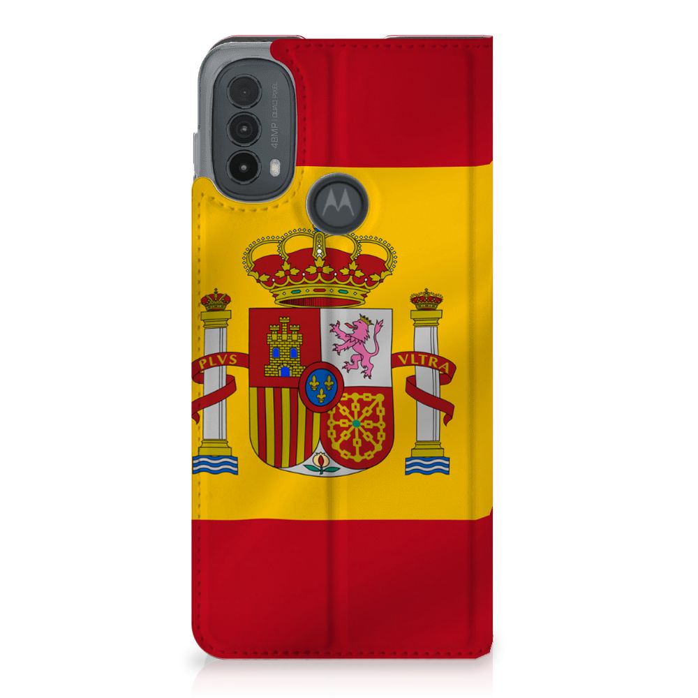 Motorola Moto E20 Standcase Spanje vlag design voorkant