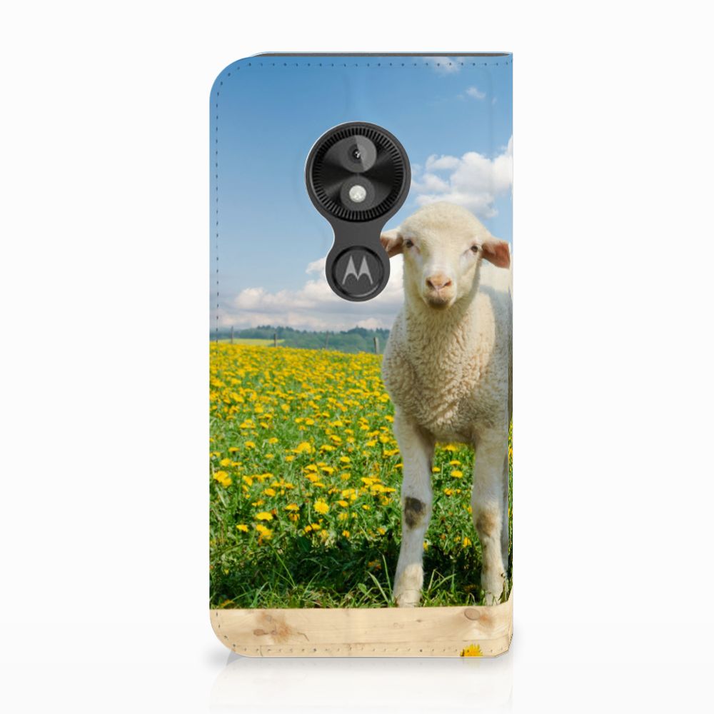 Motorola Moto E5 Play Hoesje maken Schaap en Lammetje hoesje schaap lammetje bloemen veld