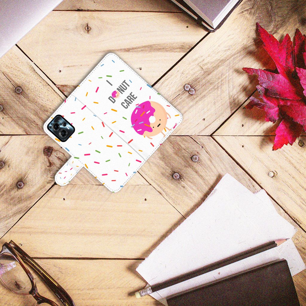 Motorola Moto G13 | G23 Book Cover Donut Roze design Donut aanzicht
