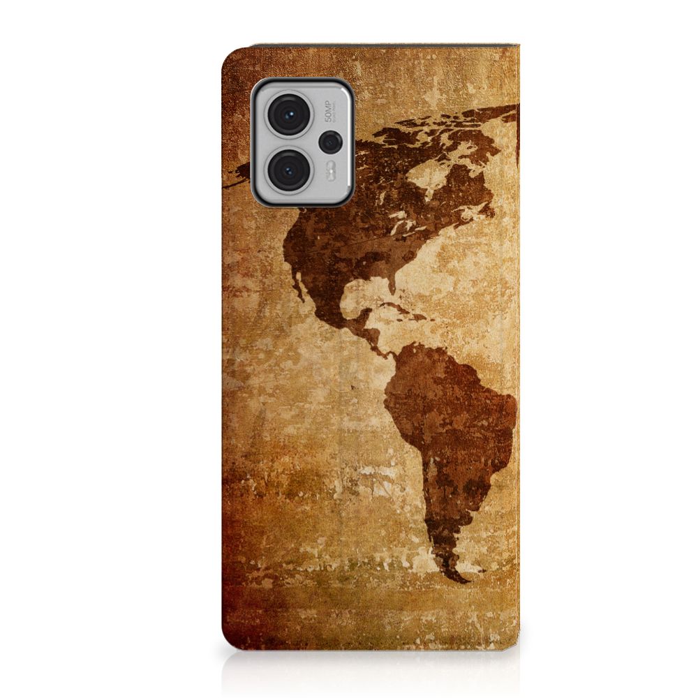 Motorola Moto G13 | G23 Book Cover Wereldkaart wereldkaart bruin design voorkant