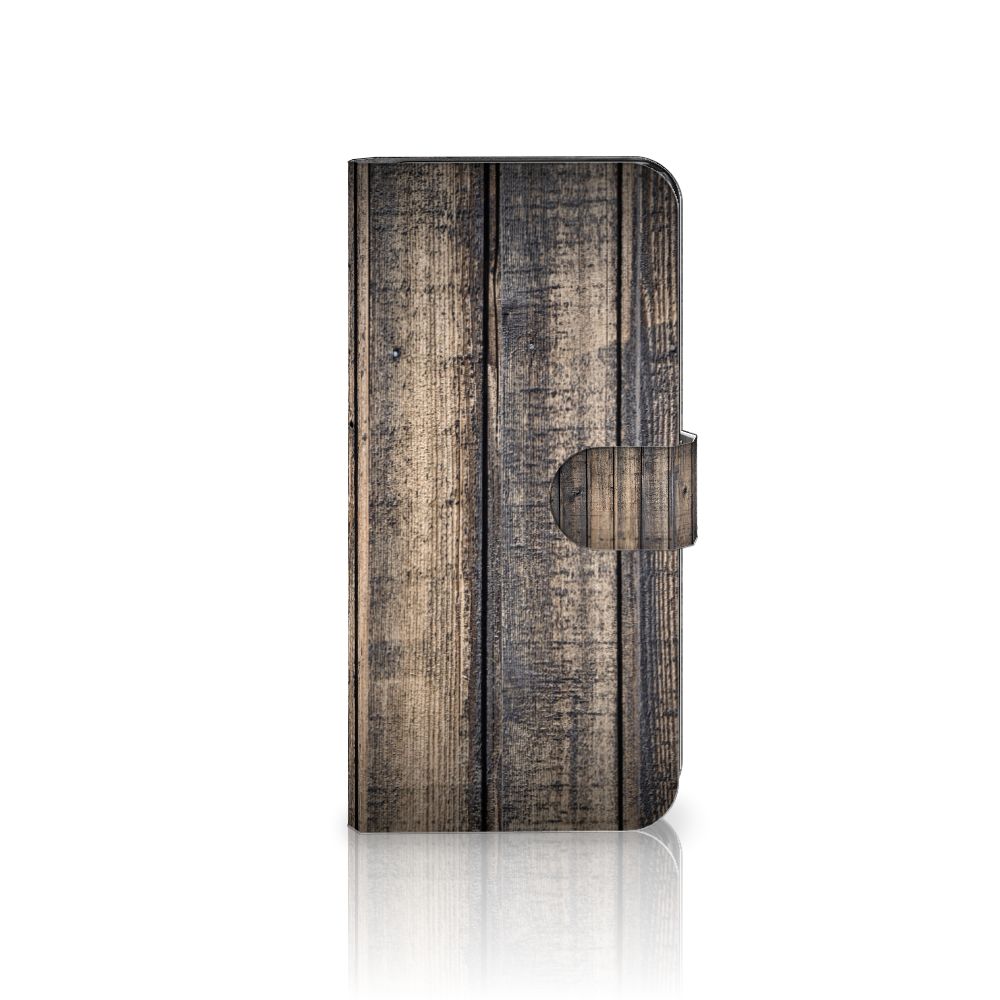 Motorola Moto G13 | G23 Book Style Case Steigerhout houten case voorkant
