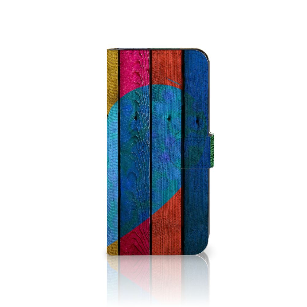 Motorola Moto G13 | G23 Book Style Case Wood Heart - Cadeau voor je Vriend met kleurrijk houtdesign 🌈.