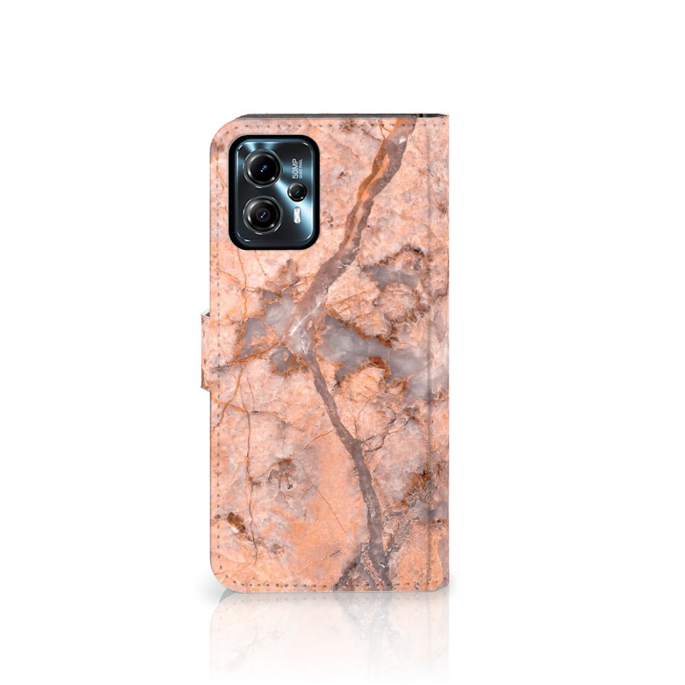Motorola Moto G13 | G23 Bookcase Marmer Oranje oranje marmer design voorkant