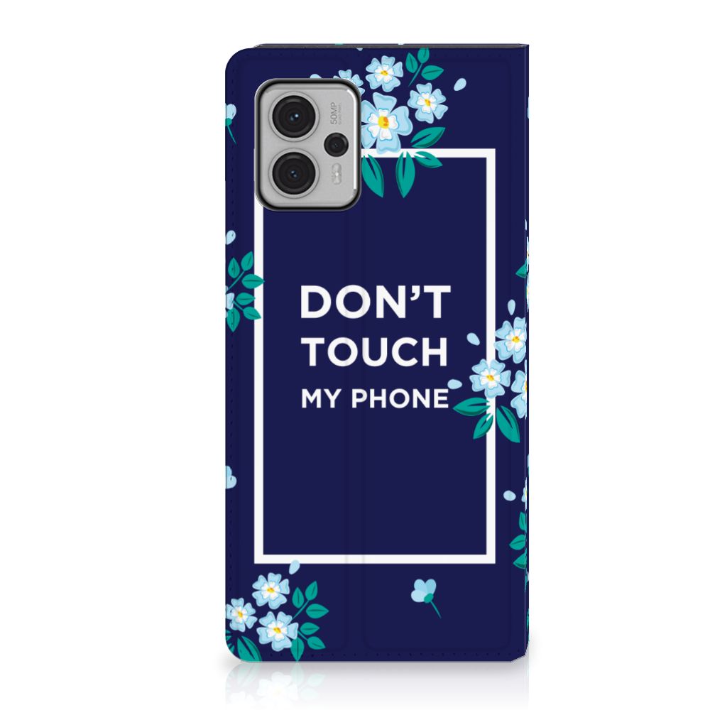 Motorola Moto G13 | G23 Design Case Flowers Blue DTMP voorkant bloemen blauw tekst