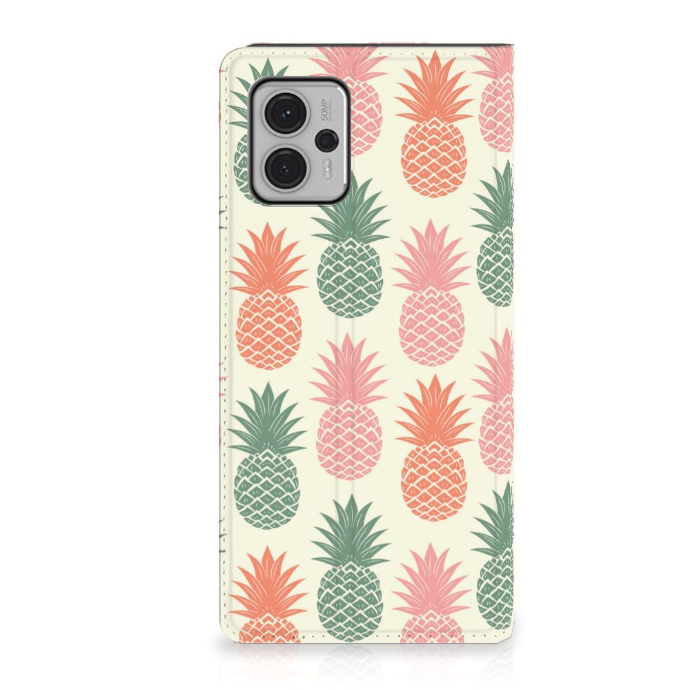 Motorola Moto G13 G23 Flip Style Cover Ananas anzicht