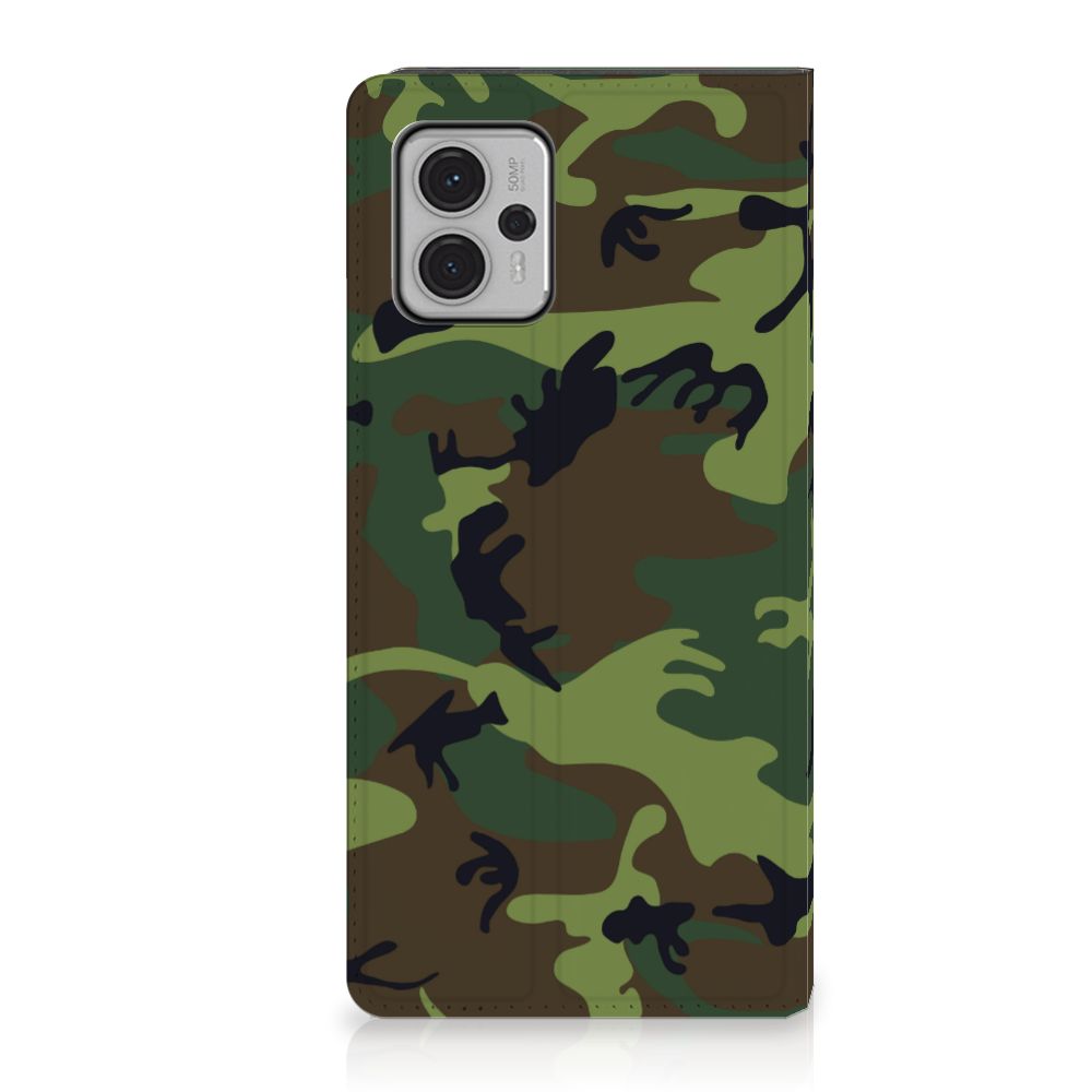 Motorola Moto G13 | G23 Hoesje met Magneet Army Dark camouflage design voorzijde