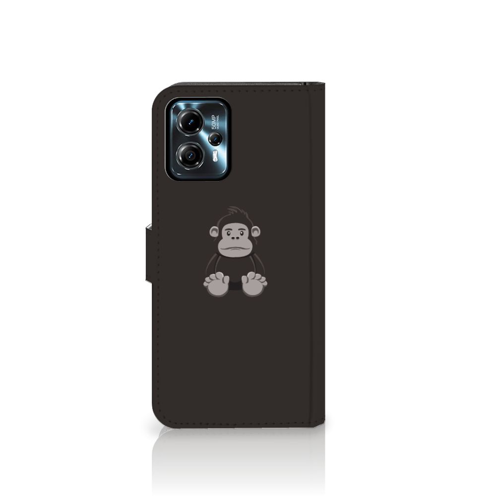 Motorola Moto G13 | G23 Leuk Hoesje Gorilla flipcase gorilla ontwerp vooraanzicht