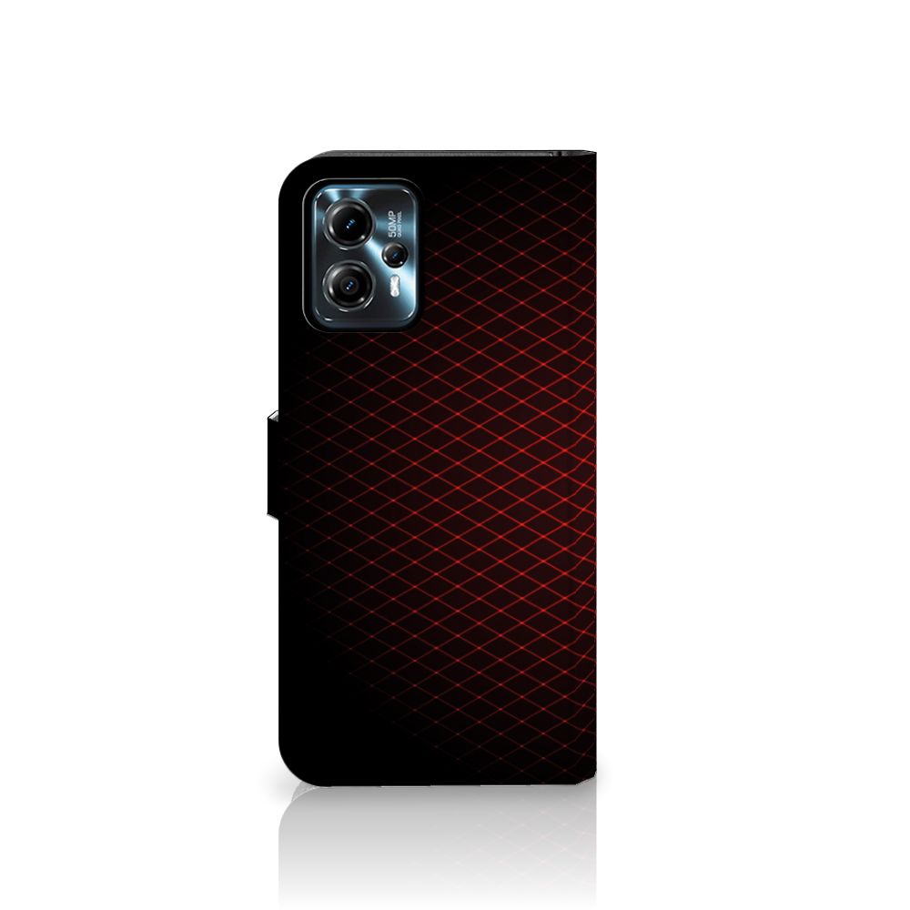Motorola Moto G13 | G23 Telefoon Hoesje Geruit Rood, minimalistisch design met ruimte voor 3 pasjes.