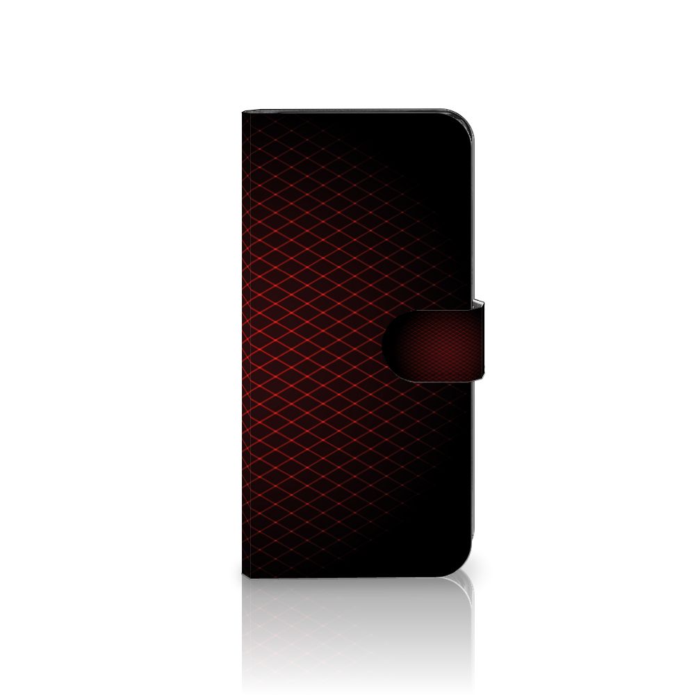 Motorola Moto G13 | G23 Telefoon Hoesje Geruit Rood met minimalistisch design en ruimte voor 3 pasjes.