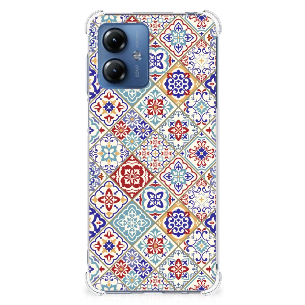 Motorola Moto G14 Anti-Shock Hoesje Tiles Color achterkant