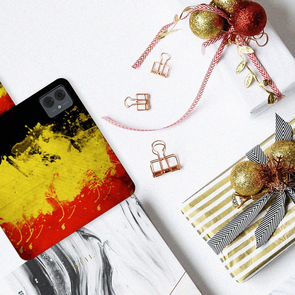 Motorola Moto G14 Bookstyle Case België, beschermend en stijlvol cadeau met Belgische kleuren 🎁