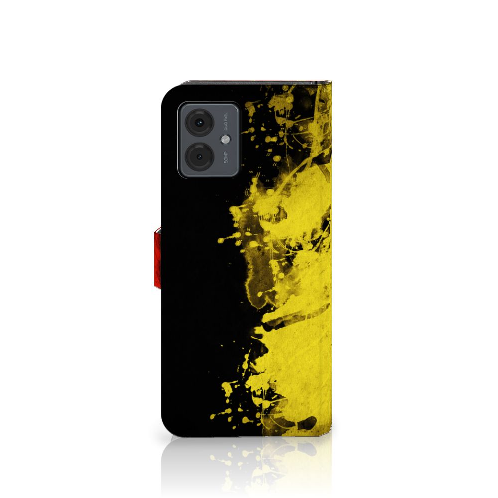 Motorola Moto G14 Bookstyle Case België met zwart-geel design voor gebruiksgemak en bescherming 💼