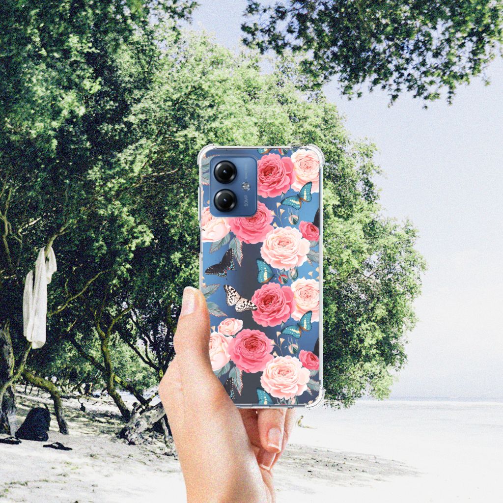 Motorola Moto G14 Case Butterfly Roses B2C Telecom