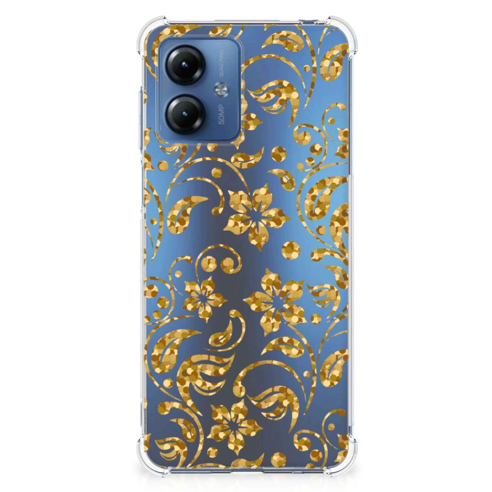 Motorola Moto G14 Case Gouden Bloemen B2C Telecom