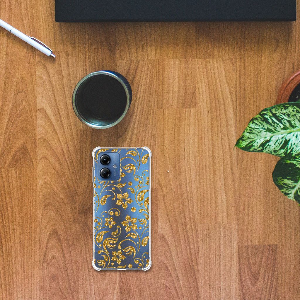 Motorola Moto G14 Case Gouden Bloemen B2C Telecom