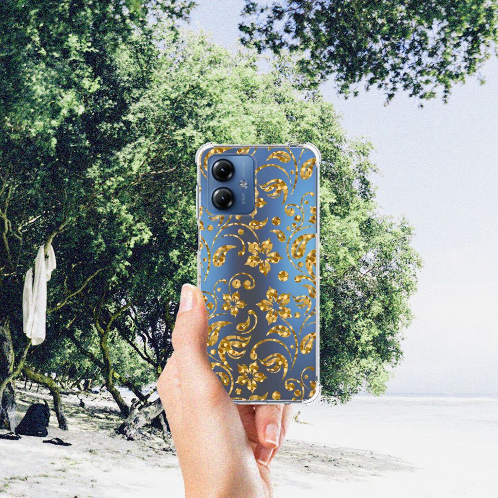 Motorola Moto G14 Case Gouden Bloemen B2C Telecom