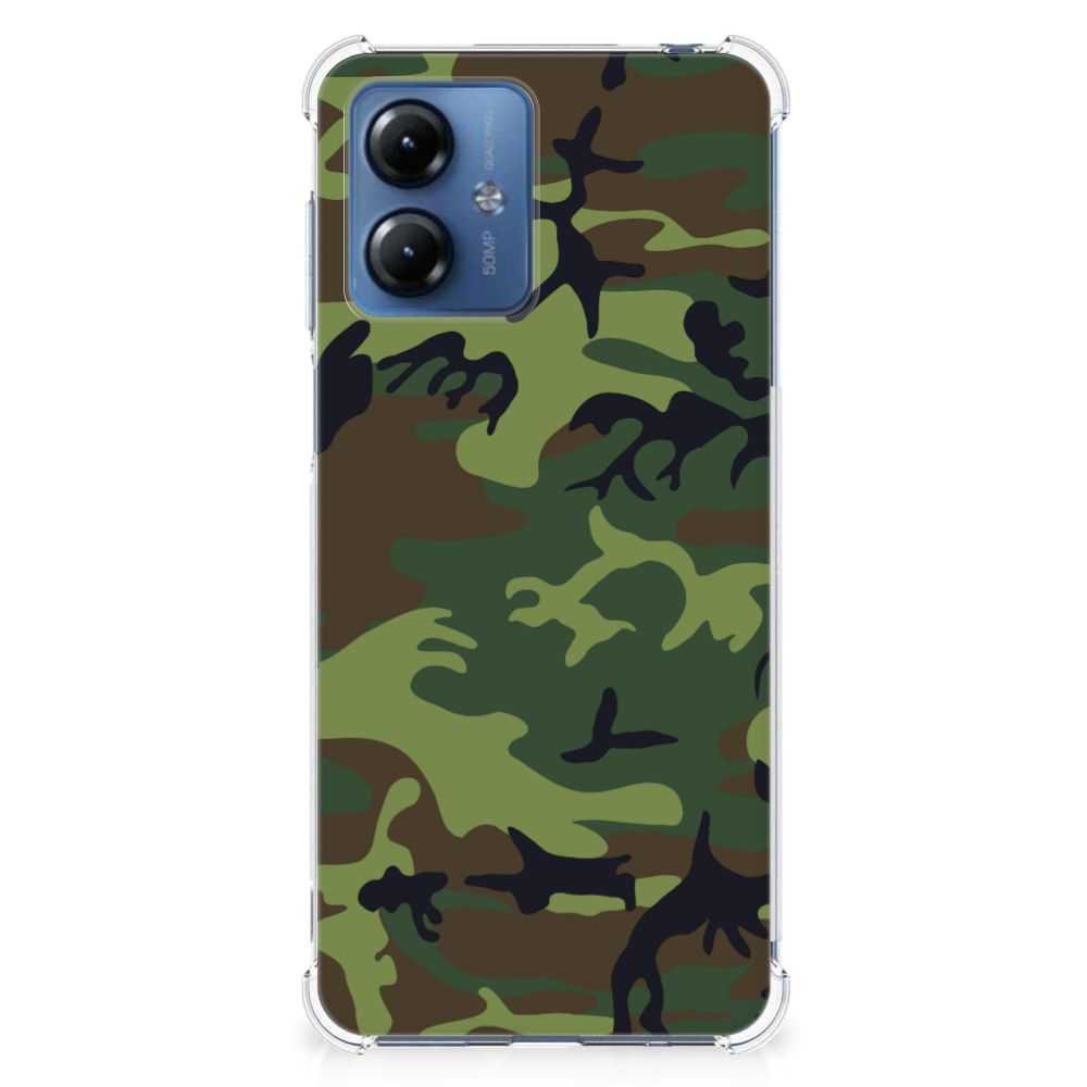 Motorola Moto G14 Doorzichtige Silicone Hoesje Army Dark B2C Telecom