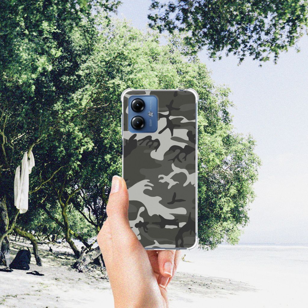 Motorola Moto G14 Doorzichtige Silicone Hoesje Army Light B2C Telecom