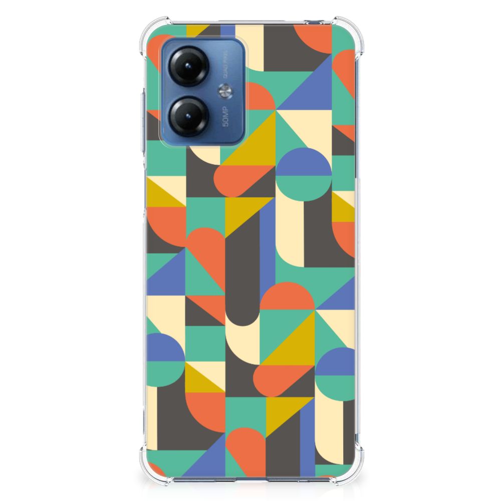 Motorola Moto G14 Doorzichtige Silicone Hoesje Funky Retro B2C Telecom