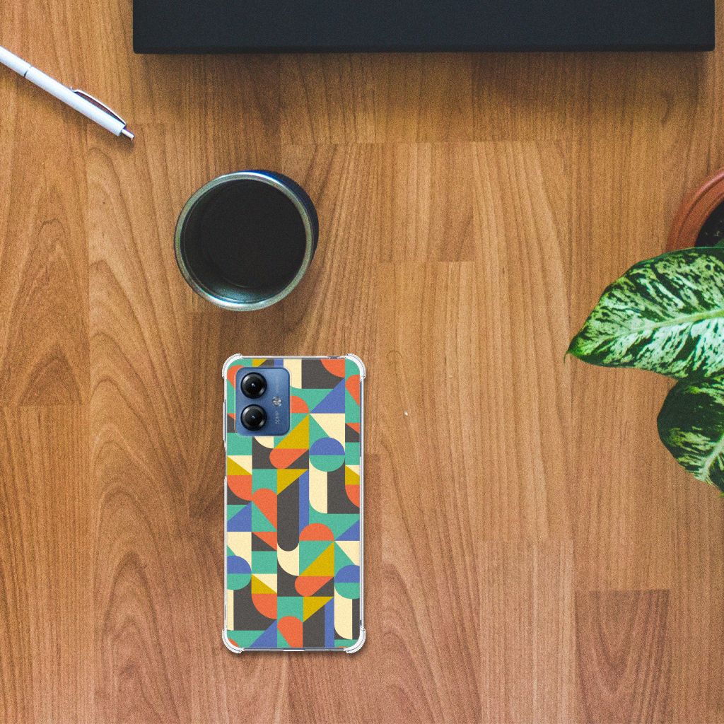 Motorola Moto G14 Doorzichtige Silicone Hoesje Funky Retro B2C Telecom