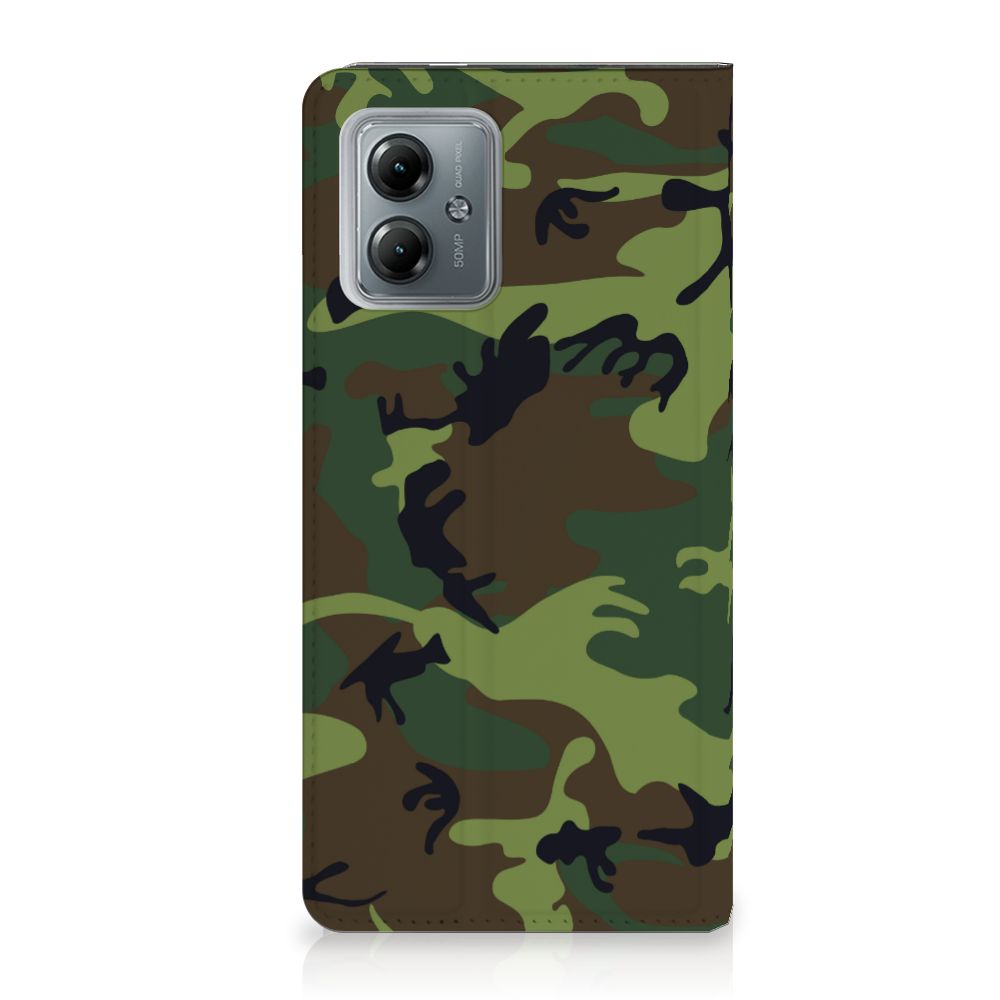 Motorola Moto G14 Hoesje met Magneet Army Dark – Duurzaam camouflage hoesje voor bescherming en uitstraling 🎁