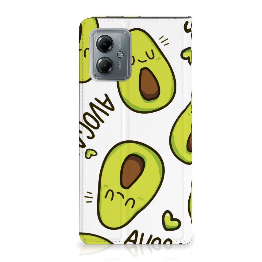 Motorola Moto G14 Magnet Case Avocado Singing design avocados voorkant