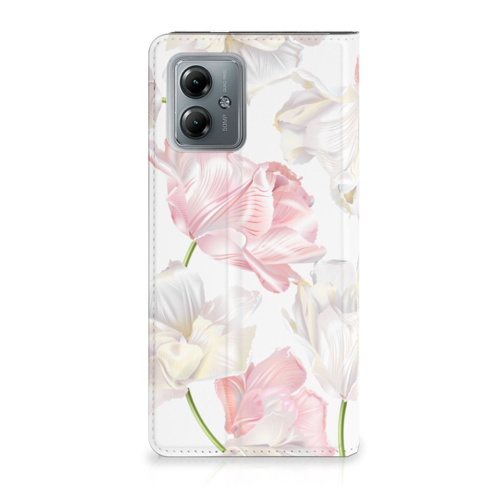 Motorola Moto G14 Smart Cover Lovely Flowers met een elegant bloemenpatroon voor stijlvolle bescherming en gebruiksgemak 🌸.