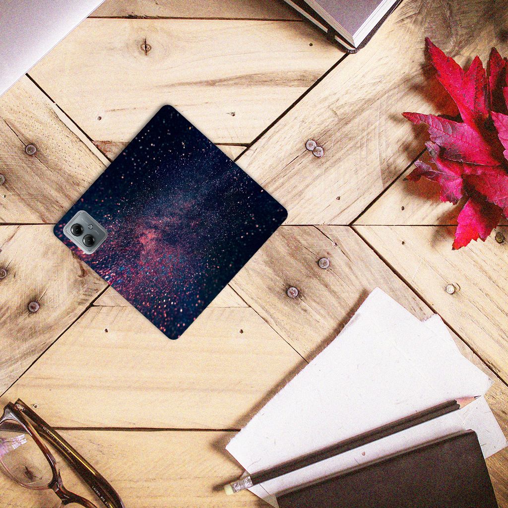 Motorola Moto G14 Stand Case Stars kunstzinnig ontwerp glitterachtig paars blauw inktzwart