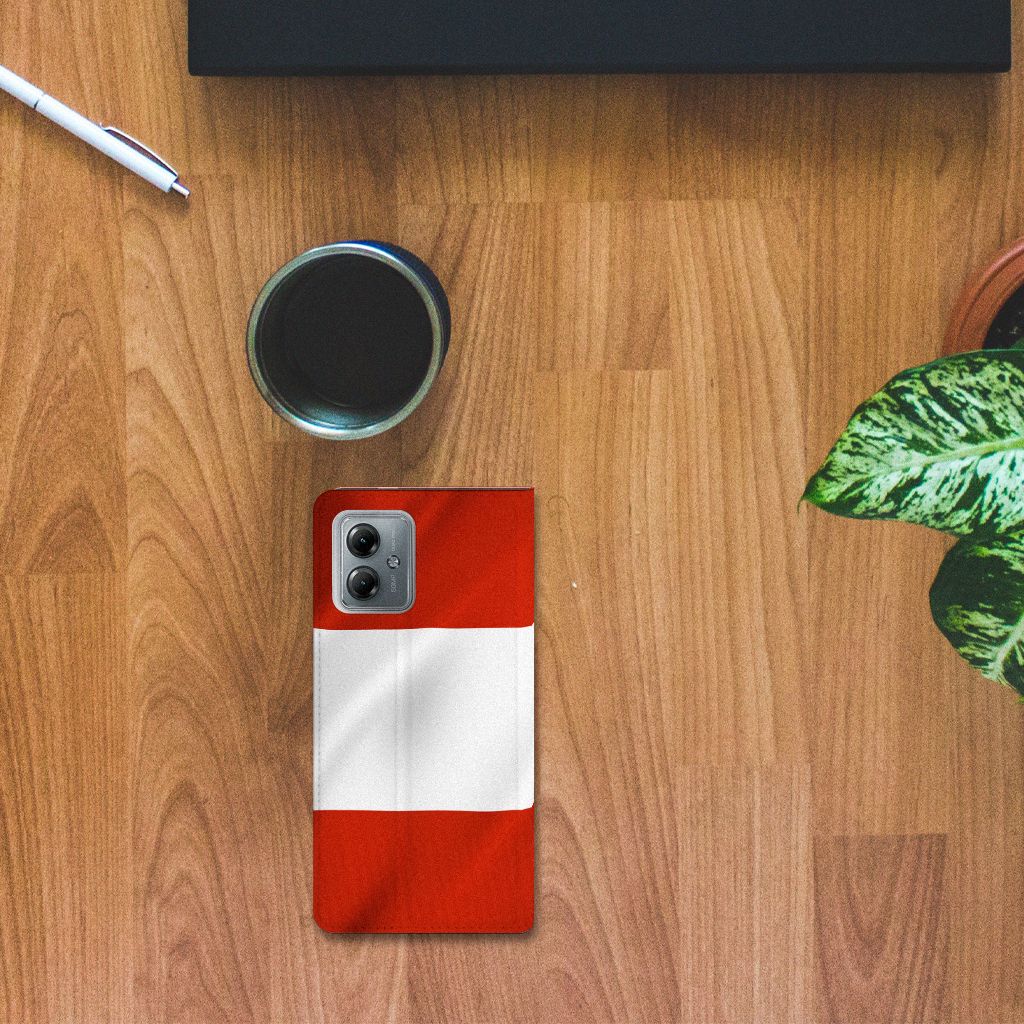 Motorola Moto G14 Standcase Oostenrijk design Oostenrijk aanzicht