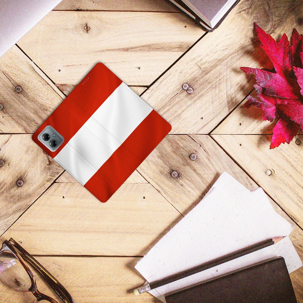 Motorola Moto G14 Standcase Oostenrijk design afbeelding bovenaanzicht