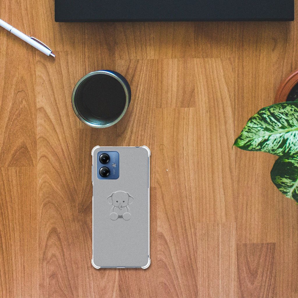 Motorola Moto G14 Stevig Bumper Hoesje Grijs Baby Olifant B2C Telecom