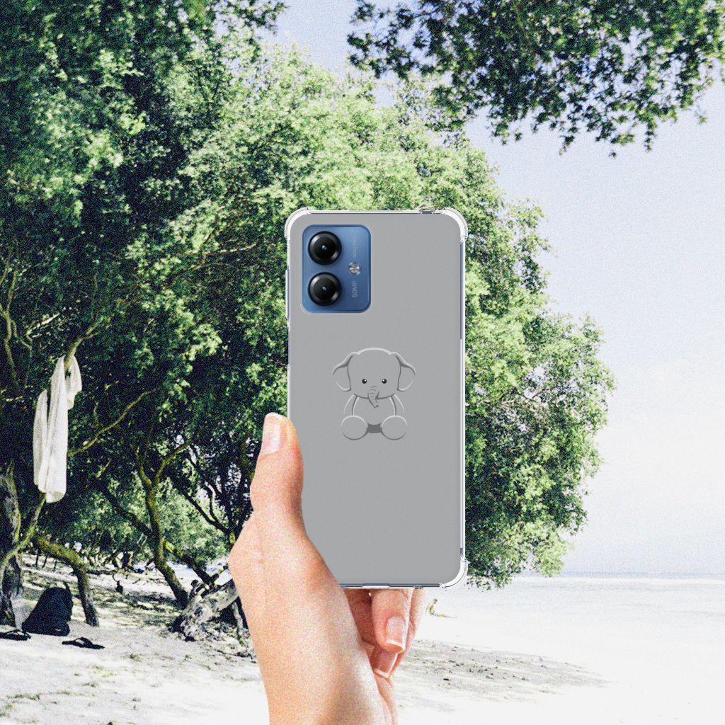 Motorola Moto G14 Stevig Bumper Hoesje Grijs Baby Olifant B2C Telecom