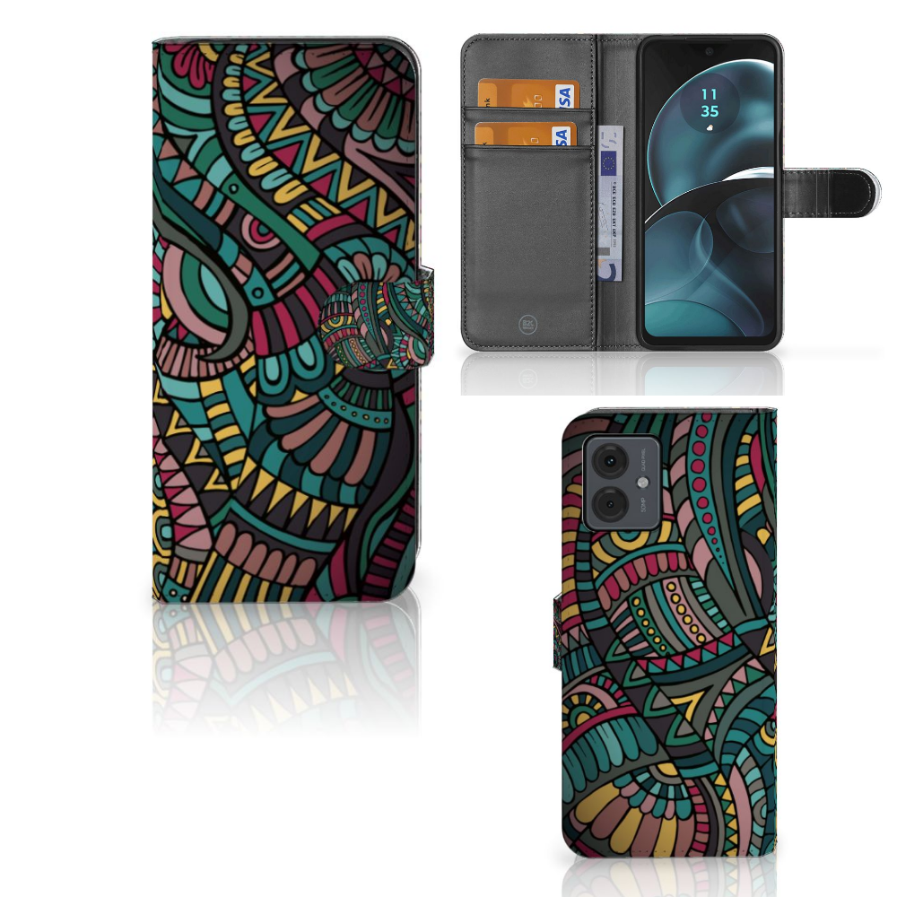 Motorola Moto G14 Telefoon Hoesje Aztec telefoonhoesje design uniek aanzicht