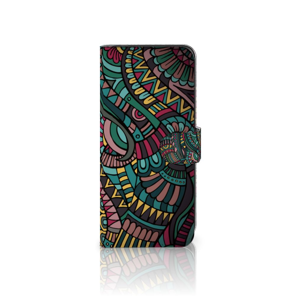 Motorola Moto G14 Telefoon Hoesje Aztec telefoonhoesje kleurige print zijkant