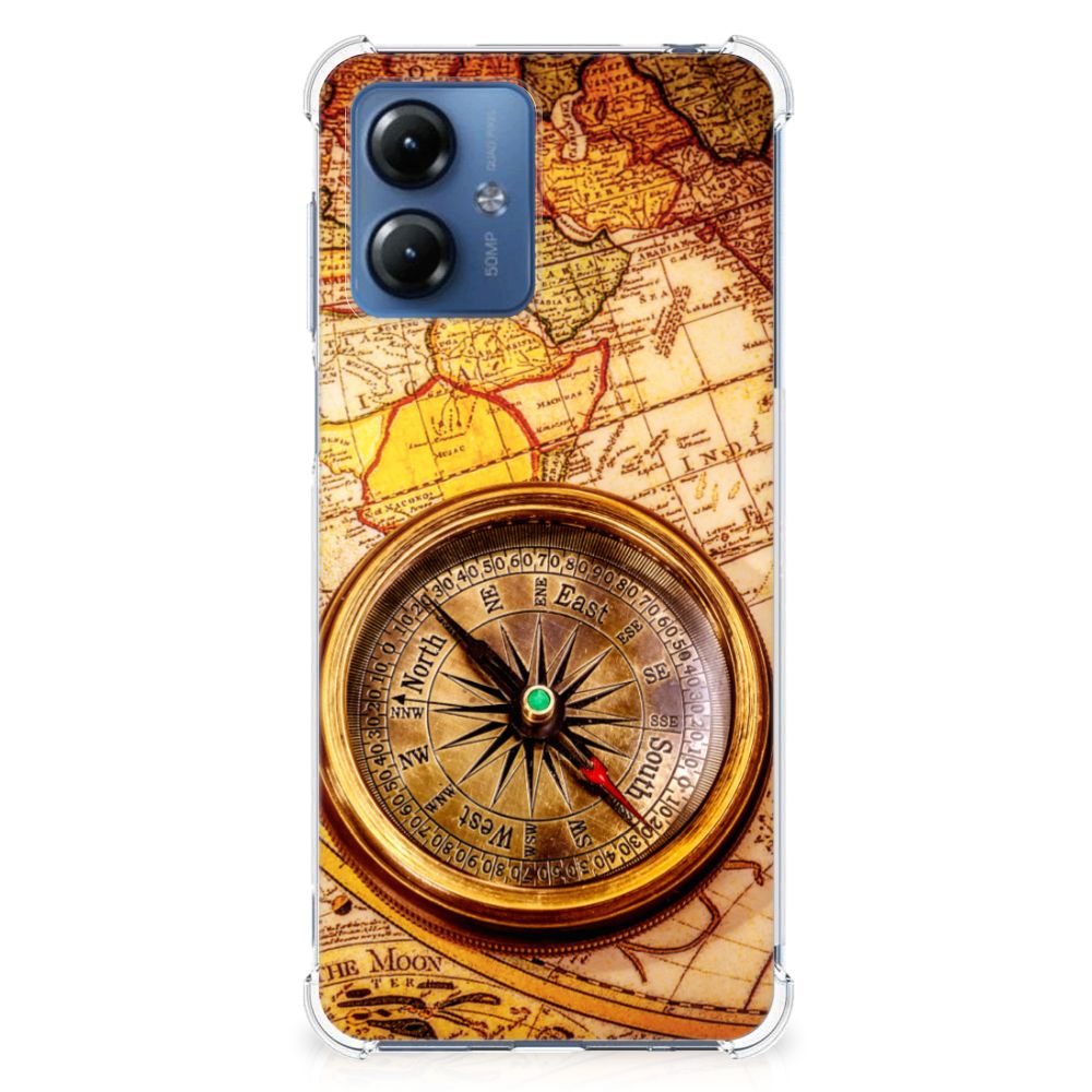 Motorola Moto G14 Telefoonhoesje met valbescherming Kompas design voorkant