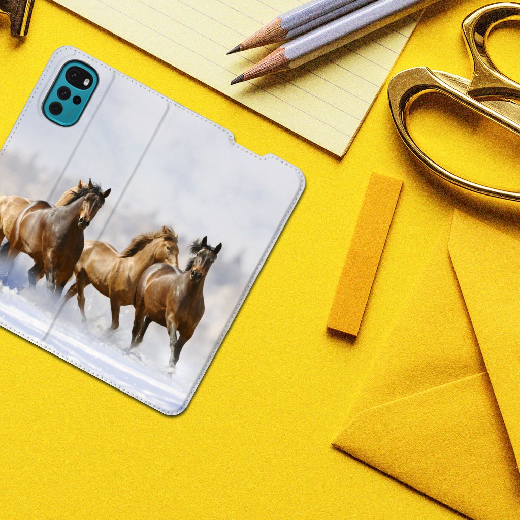 Motorola Moto G22 Hoesje maken Paarden paarden design voorkant