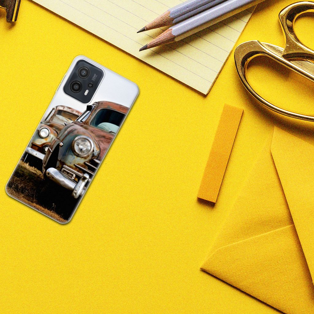 Motorola Moto G23 | G13 Siliconen Hoesje met foto Vintage Auto autoliefhebber vintage retro design