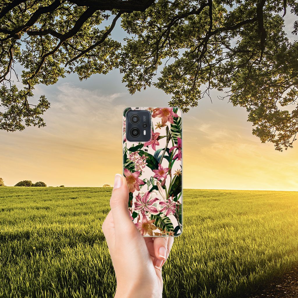 Motorola Moto G23 | G13 TPU Case Flowers bloemen design hand uitzicht