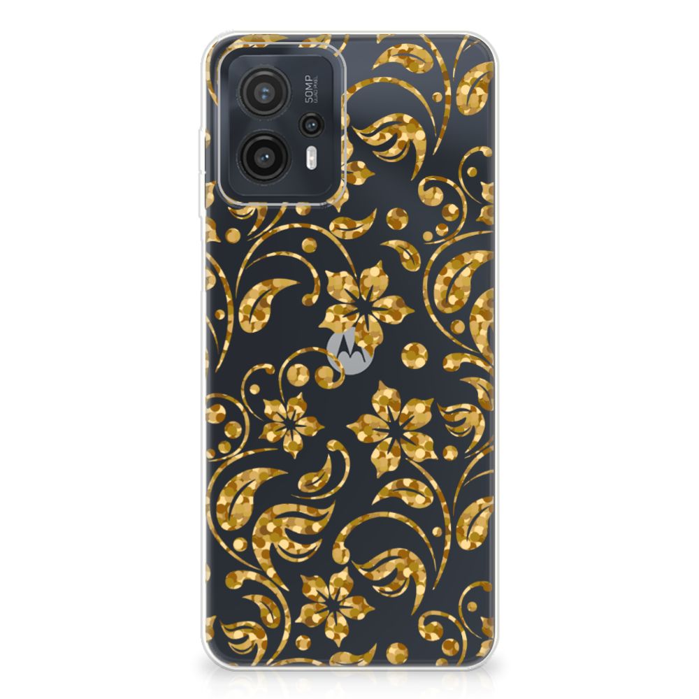 Motorola Moto G23 | G13 TPU Case Gouden Bloemen achterkant