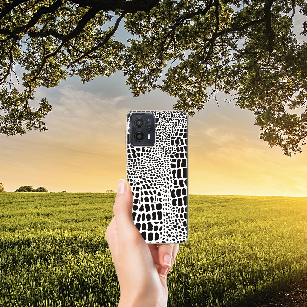 Motorola Moto G23 | G13 TPU Hoesje Slangenprint zwart wit design hand