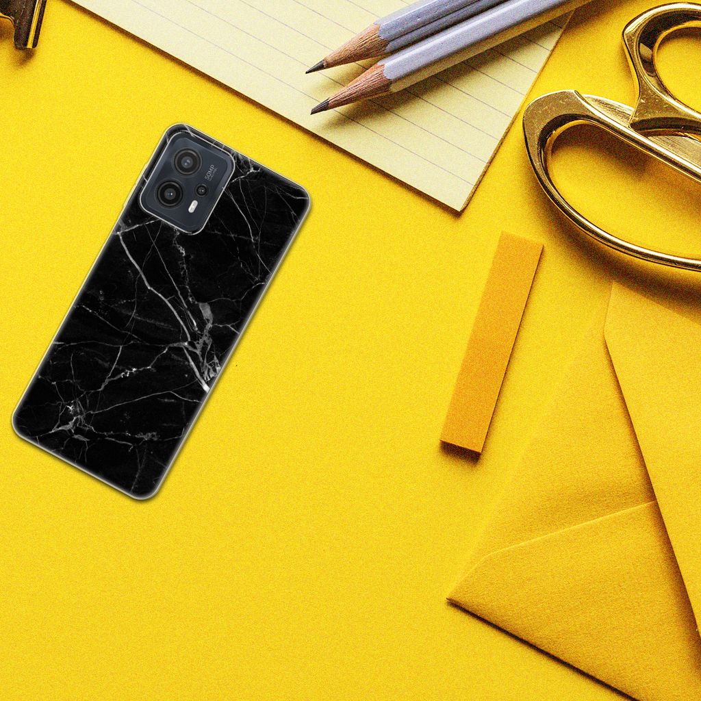 Motorola Moto G23 | G13 TPU Siliconen Hoesje Marmer Zwart design marmer zwart aanzicht