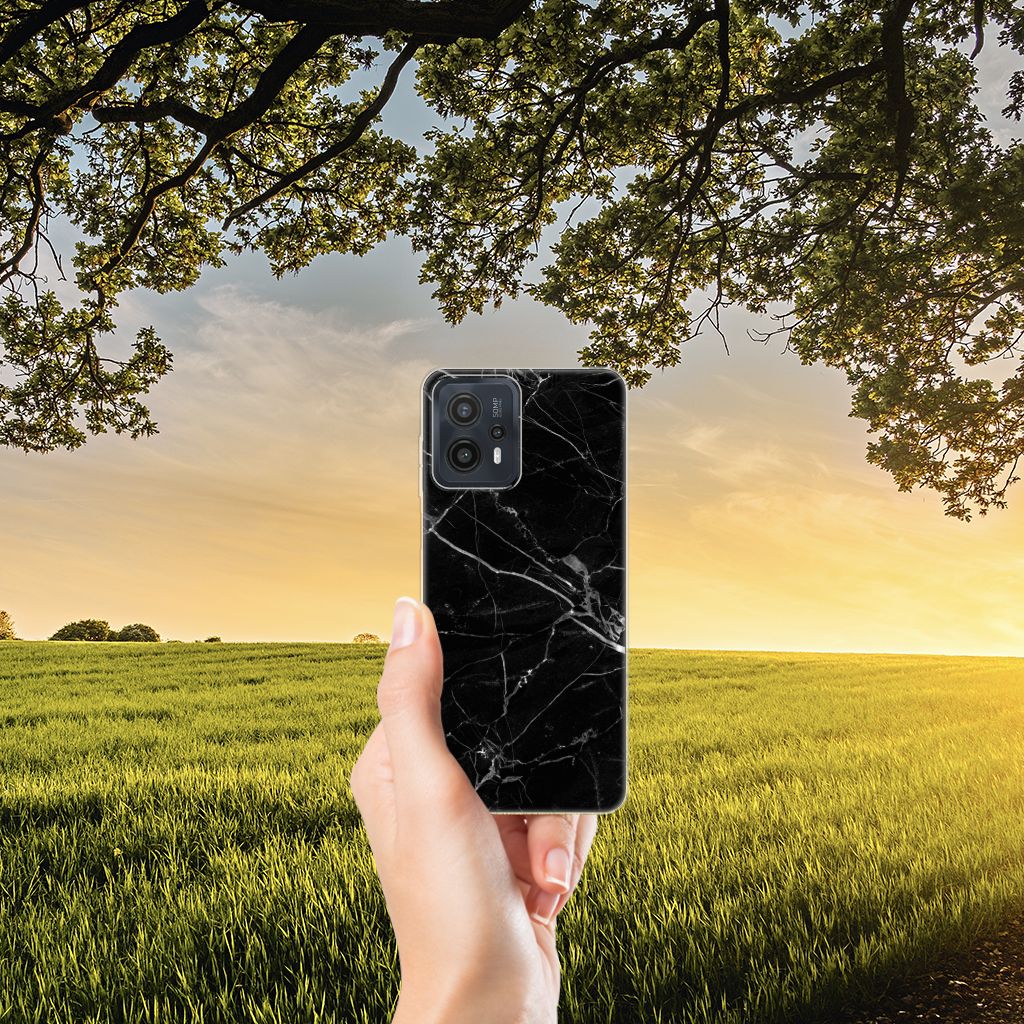Motorola Moto G23 | G13 TPU Siliconen Hoesje Marmer Zwart hand natuur